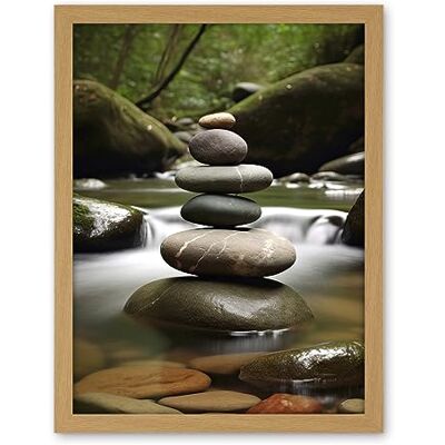 Artery8 Zen Massage Stone Photograph Waterfall River Nature Beauty Salon Therapy Room Artwork Framed Wall Art Print 18X24 Inch Artery8 Zen Massage Stone Photograph Waterfall River Nature Beauty Salon Therapy Room Artwork Framed Wall Art Print 18X24 Inch