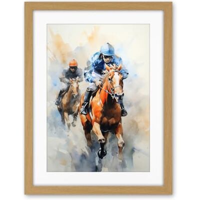 Artery8 Horseracing Jockeys Racing Horses Action Watercolour Kentucky Derby Grand National Cheltenham Gold Cup Painting Blue Orange Race Sport Artwork Framed Wall Art Print 18X24 Inch Artery8 Horseracing Jockeys Racing Horses Action Watercolour Kentucky Derby Grand National Cheltenham Gold Cup Painting Blue Orange Race Sport Artwork Framed Wall Art Print 18X24 Inch