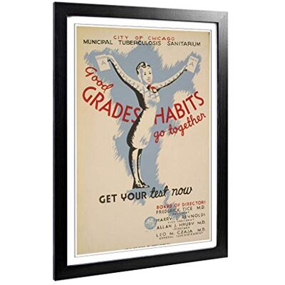 Big Box Art Framed Print of Vintage WPA Poster Good Grades Design Wall Art Picture Home Decor for Kitchen, Living, Dining Room, Bedroom, Hallway, Office, Black, A2 / 24.5x18 Inch / 62x45cm Big Box Art Framed Print of Vintage WPA Poster Good Grades Design Wall Art Picture Home Decor for Kitchen, Living, Dining Room, Bedroom, Hallway, Office, Black, A2 / 24.5x18 Inch / 62x45cm
