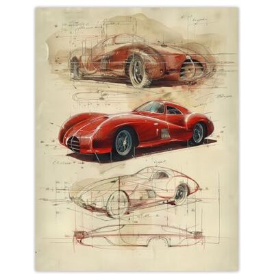 Artery8 Red Sports Car Design Sketch Drawing For Living Room Extra Large XL Wall Art Poster Print Artery8 Red Sports Car Design Sketch Drawing For Living Room Extra Large XL Wall Art Poster Print