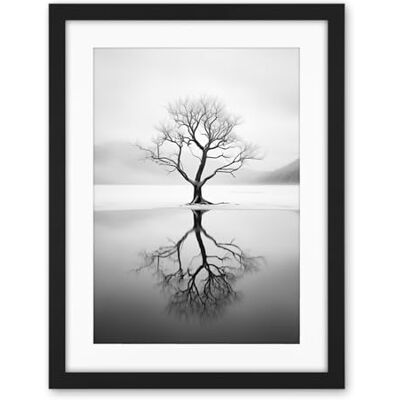 Artery8 Lone Tree by Frozen Lake Winter Landscape Black and White Photograph Artwork Framed Wall Art Print 18X24 Inch Artery8 Lone Tree by Frozen Lake Winter Landscape Black and White Photograph Artwork Framed Wall Art Print 18X24 Inch