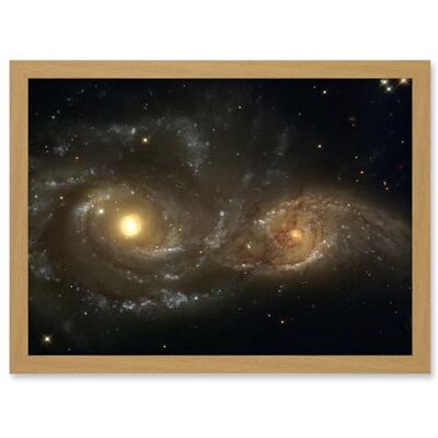 Artery8 Hubble Space Telescope Image Interacting Spiral Galaxies NGC 2207 And IC 2163 In Near Collision Cosmic Dance Artwork Framed A3 Wall Art Print Artery8 Hubble Space Telescope Image Interacting Spiral Galaxies NGC 2207 And IC 2163 In Near Collision Cosmic Dance Artwork Framed A3 Wall Art Print