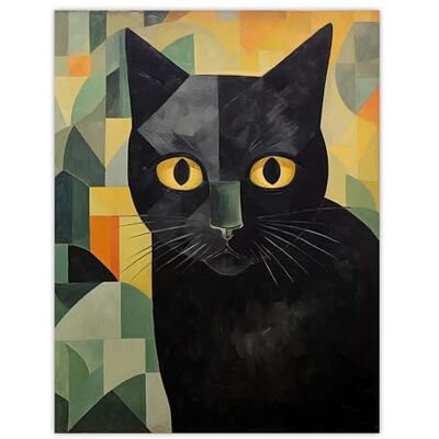 Artery8 My Name Is Geoff By Alex Robins Black Cat Art Deco Geometric Extra Large XL Wall Art Poster Print Artery8 My Name Is Geoff By Alex Robins Black Cat Art Deco Geometric Extra Large XL Wall Art Poster Print