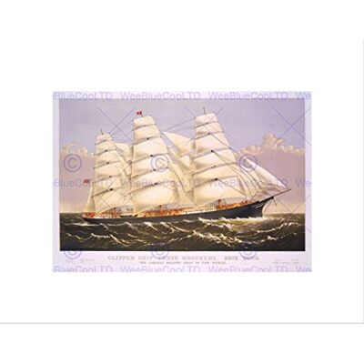 Wee Blue Coo Paintings Three Brothers Clipper Ship Sail Mast Sea Framed Art Print B12X9946 Wee Blue Coo Paintings Three Brothers Clipper Ship Sail Mast Sea Framed Art Print B12X9946