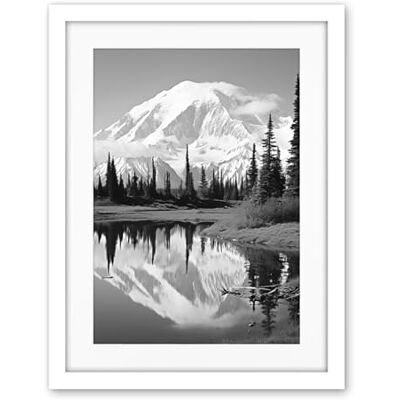 Artery8 Mount McKinley Reflecting on Wonder Lake Tranquil Water Black and White Photograph Scenic Mountain Valley Landscape Artwork Framed Wall Art Print 18X24 Inch Artery8 Mount McKinley Reflecting on Wonder Lake Tranquil Water Black and White Photograph Scenic Mountain Valley Landscape Artwork Framed Wall Art Print 18X24 Inch