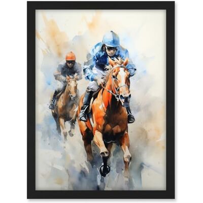 Artery8 Horseracing Jockeys Racing Horses Action Watercolour Kentucky Derby Grand National Cheltenham Gold Cup Painting Blue Orange Race Sport Artwork Framed A3 Wall Art Print Artery8 Horseracing Jockeys Racing Horses Action Watercolour Kentucky Derby Grand National Cheltenham Gold Cup Painting Blue Orange Race Sport Artwork Framed A3 Wall Art Print