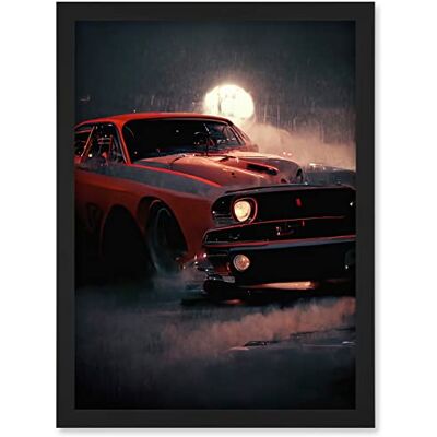 Artery8 - Classic Red Sports Muscle Car - A4 - Black - Wall Art Print Artery8 - Classic Red Sports Muscle Car - A4 - Black - Wall Art Print