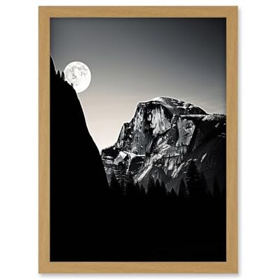 Artery8 Moonrise by Half Dome in Yosemite National Park High Contrast Black White Photograph Full Moon and Mountain Forest Landscape Artwork Framed A3 Wall Art Print Artery8 Moonrise by Half Dome in Yosemite National Park High Contrast Black White Photograph Full Moon and Mountain Forest Landscape Artwork Framed A3 Wall Art Print