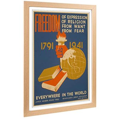 Big Box Art Framed Print of Vintage WPA Poster Freedom Design Wall Art Picture Home Decor for Kitchen, Living, Dining Room, Bedroom, Hallway, Office, Oak, A2 / 24.5x18 Inch / 62x45cm Big Box Art Framed Print of Vintage WPA Poster Freedom Design Wall Art Picture Home Decor for Kitchen, Living, Dining Room, Bedroom, Hallway, Office, Oak, A2 / 24.5x18 Inch / 62x45cm