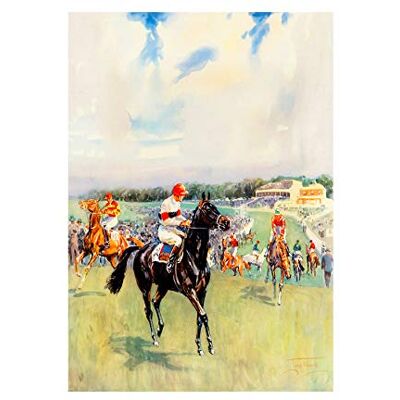 Wee Blue Coo Painting Sport Racehorse Jockey Flat Field Stand Clouds UK Wall Art Print Wee Blue Coo Painting Sport Racehorse Jockey Flat Field Stand Clouds UK Wall Art Print