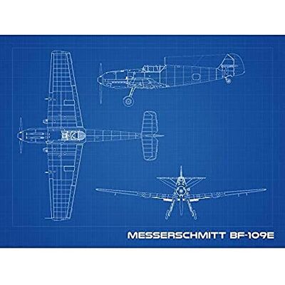 Artery8 Messerschmitt Bf 109E Fighter Plane Blueprint Plan Art Print Canvas Premium Wall Decor Poster Mural Artery8 Messerschmitt Bf 109E Fighter Plane Blueprint Plan Art Print Canvas Premium Wall Decor Poster Mural