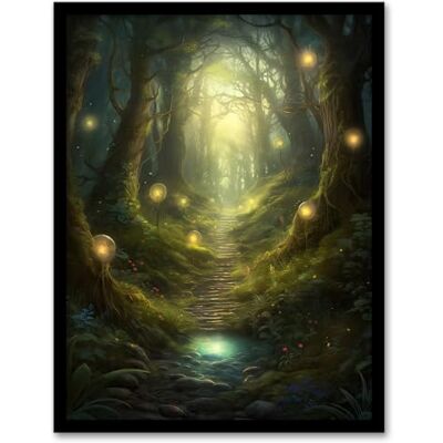 Artery8 Enchanted Forest Path Oil Painting Fantasy Landscape Fairy Land Lanterns Moss Covered Trees Colourful Magical Nature Mystical Modern Artwork Framed Wall Art Print A4 Artery8 Enchanted Forest Path Oil Painting Fantasy Landscape Fairy Land Lanterns Moss Covered Trees Colourful Magical Nature Mystical Modern Artwork Framed Wall Art Print A4
