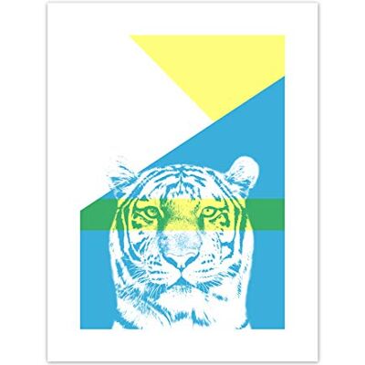 Wee Blue Coo Bold Animals Blue Tiger Art Print Canvas Premium Wall Decor Poster Wee Blue Coo Bold Animals Blue Tiger Art Print Canvas Premium Wall Decor Poster