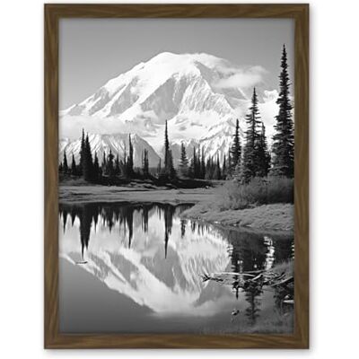 Artery8 Mount McKinley Reflecting on Wonder Lake Tranquil Water Black and White Photograph Scenic Mountain Valley Landscape Artwork Framed Wall Art Print 18X24 Inch Artery8 Mount McKinley Reflecting on Wonder Lake Tranquil Water Black and White Photograph Scenic Mountain Valley Landscape Artwork Framed Wall Art Print 18X24 Inch