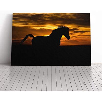 Big Box Art Horse Sunset Canvas Print Gallery Wrapped 30mm Frame Wall Art 24x16 inches Ready to Hang Modern Animals Picture Living Room Bedroom Lounge Office Big Box Art Horse Sunset Canvas Print Gallery Wrapped 30mm Frame Wall Art 24x16 inches Ready to Hang Modern Animals Picture Living Room Bedroom Lounge Office