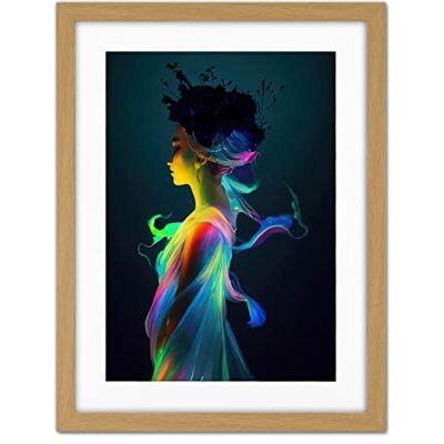 Doppelganger33 LTD Nature Fairy In Colourful Fluorescent Light Dress Artwork Framed Wall Art Print 18X24 Inch Doppelganger33 LTD Nature Fairy In Colourful Fluorescent Light Dress Artwork Framed Wall Art Print 18X24 Inch