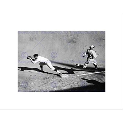 Wee Blue Coo SPORT VINTAGE BASEBALL OUT CATCH BASE RUNNER CLOSE CALL FRAMED PRINT B12X10147 Wee Blue Coo SPORT VINTAGE BASEBALL OUT CATCH BASE RUNNER CLOSE CALL FRAMED PRINT B12X10147