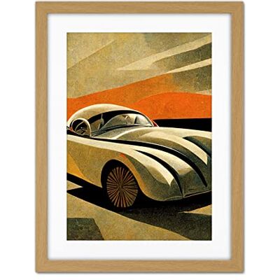 Doppelganger33 LTD Art Deco Vintage Sports Car Sunset Illustration Artwork Framed Wall Art Print 18X24 Inch Doppelganger33 LTD Art Deco Vintage Sports Car Sunset Illustration Artwork Framed Wall Art Print 18X24 Inch