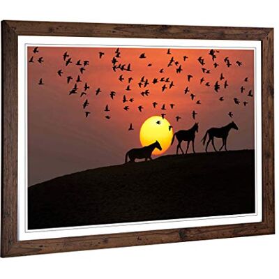 Big Box Art Framed Print of Birds and Horses Sunset Design Wall Art Picture Home Decor for Kitchen, Living, Dining Room, Bedroom, Hallway, Office, Walnut, A2 / 24.5x18 Inch / 62x45cm Big Box Art Framed Print of Birds and Horses Sunset Design Wall Art Picture Home Decor for Kitchen, Living, Dining Room, Bedroom, Hallway, Office, Walnut, A2 / 24.5x18 Inch / 62x45cm