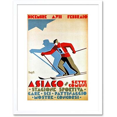 Wee Blue Coo Sport Winter Skiing Asiago Season Italy Vintage Retro Advert Art Framed Wall Art Print Wee Blue Coo Sport Winter Skiing Asiago Season Italy Vintage Retro Advert Art Framed Wall Art Print
