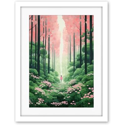 Artery8 Mount Yoshino Cherry Blossom Tree Forest Bright Artwork Baby Pink Green Walk in Nature Trail Artwork Framed Wall Art Print 18X24 Inch Artery8 Mount Yoshino Cherry Blossom Tree Forest Bright Artwork Baby Pink Green Walk in Nature Trail Artwork Framed Wall Art Print 18X24 Inch