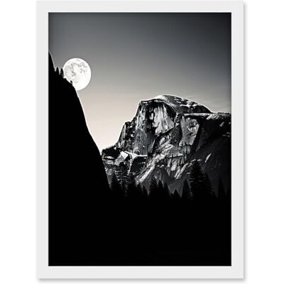 Artery8 Moonrise by Half Dome in Yosemite National Park High Contrast Black White Photograph Full Moon and Mountain Forest Landscape Artwork Framed A3 Wall Art Print Artery8 Moonrise by Half Dome in Yosemite National Park High Contrast Black White Photograph Full Moon and Mountain Forest Landscape Artwork Framed A3 Wall Art Print