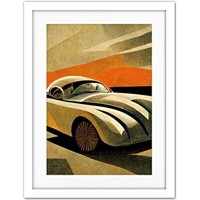 Doppelganger33 LTD Art Deco Vintage Sports Car Sunset Illustration Artwork Framed Wall Art Print 18X24 Inch Doppelganger33 LTD Art Deco Vintage Sports Car Sunset Illustration Artwork Framed Wall Art Print 18X24 Inch