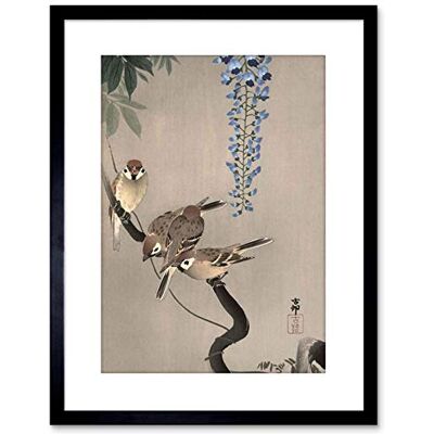 Wee Blue Coo Painting Japan Nature Sparrow Bird Flower Shoson Ohara Framed Wall Art Print Wee Blue Coo Painting Japan Nature Sparrow Bird Flower Shoson Ohara Framed Wall Art Print