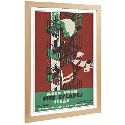 Big Box Art Framed Print of Vintage WPA Poster Fire Escape Design Wall Art Picture Home Decor for Kitchen, Living, Dining Room, Bedroom, Hallway, Office, Oak, A2 / 24.5x18 Inch / 62x45cm Big Box Art Framed Print of Vintage WPA Poster Fire Escape Design Wall Art Picture Home Decor for Kitchen, Living, Dining Room, Bedroom, Hallway, Office, Oak, A2 / 24.5x18 Inch / 62x45cm