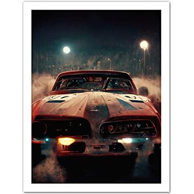 Doppelganger33 LTD Classic Sports Car Muscle Cinematic Night Atmospheric Race In Fog Artwork Framed Wall Art Print 18X24 Inch Doppelganger33 LTD Classic Sports Car Muscle Cinematic Night Atmospheric Race In Fog Artwork Framed Wall Art Print 18X24 Inch
