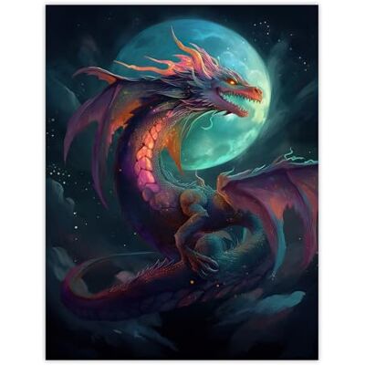 Artery8 Full Moon Dragon Oil Painting Blue Purple Fantasy Creature Dancing In The Clouds Colourful Magical Nature Mystical Modern Large Wall Art Poster Print Thick Paper 18X24 Inch Artery8 Full Moon Dragon Oil Painting Blue Purple Fantasy Creature Dancing In The Clouds Colourful Magical Nature Mystical Modern Large Wall Art Poster Print Thick Paper 18X24 Inch