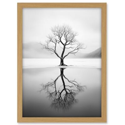 Artery8 Lone Tree by Frozen Lake Winter Landscape Black and White Photograph Artwork Framed A3 Wall Art Print Artery8 Lone Tree by Frozen Lake Winter Landscape Black and White Photograph Artwork Framed A3 Wall Art Print