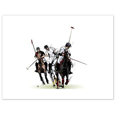 Wee Blue Coo Polo Illustration Sport Horses Art Print Canvas Premium Wall Decor Poster Wee Blue Coo Polo Illustration Sport Horses Art Print Canvas Premium Wall Decor Poster