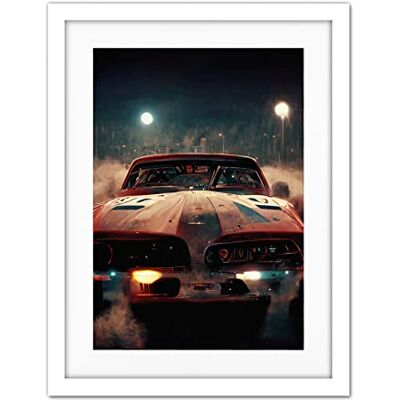 Doppelganger33 LTD Classic Sports Car Muscle Cinematic Night Atmospheric Race In Fog Artwork Framed Wall Art Print 18X24 Inch Doppelganger33 LTD Classic Sports Car Muscle Cinematic Night Atmospheric Race In Fog Artwork Framed Wall Art Print 18X24 Inch
