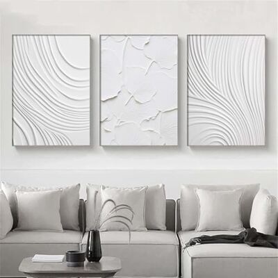 Ecyanlv White Abstract Canvas Wall Art Modern Textured Painting Geometric Art Textured Minimalist Poster Abstract Shaped Wall Art White Line Pictures Wall Decor for Living Room 16x24inch Frameless Ecyanlv White Abstract Canvas Wall Art Modern Textured Painting Geometric Art Textured Minimalist Poster Abstract Shaped Wall Art White Line Pictures Wall Decor for Living Room 16x24inch Frameless