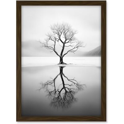 Artery8 Lone Tree by Frozen Lake Winter Landscape Black and White Photograph Artwork Framed A3 Wall Art Print Artery8 Lone Tree by Frozen Lake Winter Landscape Black and White Photograph Artwork Framed A3 Wall Art Print