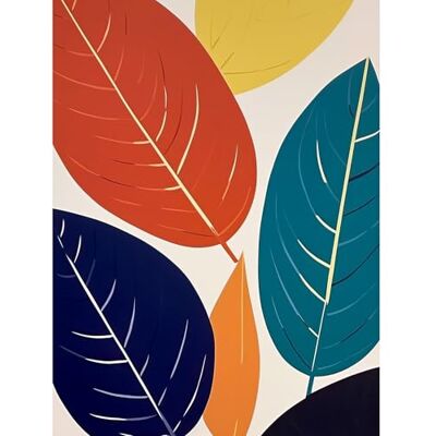 Artery8 Henri Matisse Style Leaves Linocut Painting Blue Yellow Orange Botanical Boho Leaf Extra Large XL Wall Art Poster Print Artery8 Henri Matisse Style Leaves Linocut Painting Blue Yellow Orange Botanical Boho Leaf Extra Large XL Wall Art Poster Print