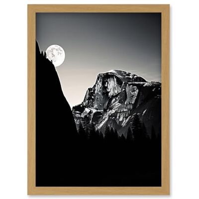 Artery8 Moonrise by Half Dome in Yosemite National Park High Contrast Black White Photograph Full Moon and Mountain Forest Landscape Artwork Framed Wall Art Print A4 Artery8 Moonrise by Half Dome in Yosemite National Park High Contrast Black White Photograph Full Moon and Mountain Forest Landscape Artwork Framed Wall Art Print A4