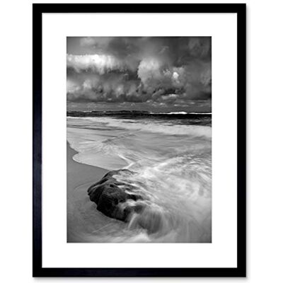 Wee Blue Coo Nature Landscape Storm Sea Beach Black White Wave Framed Wall Art Print Wee Blue Coo Nature Landscape Storm Sea Beach Black White Wave Framed Wall Art Print