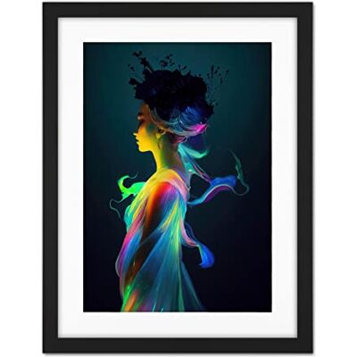 Doppelganger33 LTD Nature Fairy in Colourful Fluorescent Light Dress Artwork Framed Wall Art Print 18X24 inch Doppelganger33 LTD Nature Fairy in Colourful Fluorescent Light Dress Artwork Framed Wall Art Print 18X24 inch