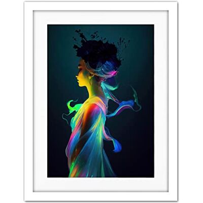 Doppelganger33 LTD Nature Fairy in Colourful Fluorescent Light Dress Artwork Framed Wall Art Print 18X24 inch Doppelganger33 LTD Nature Fairy in Colourful Fluorescent Light Dress Artwork Framed Wall Art Print 18X24 inch