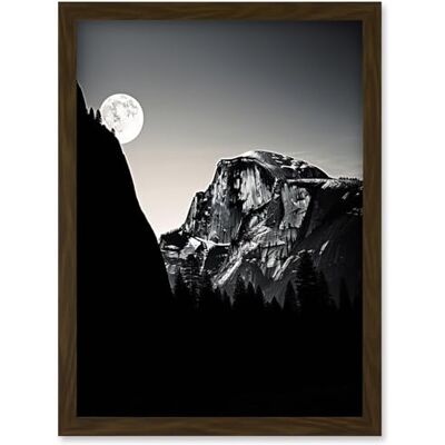 Artery8 Moonrise by Half Dome in Yosemite National Park High Contrast Black White Photograph Full Moon and Mountain Forest Landscape Artwork Framed Wall Art Print A4 Artery8 Moonrise by Half Dome in Yosemite National Park High Contrast Black White Photograph Full Moon and Mountain Forest Landscape Artwork Framed Wall Art Print A4