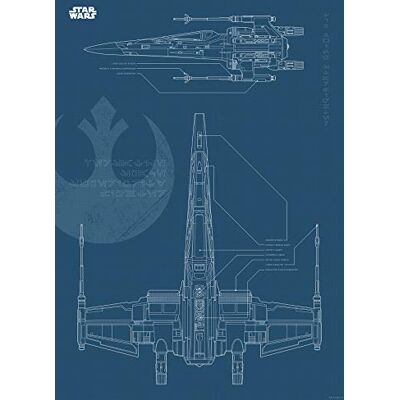 Komar Wall Picture Star Wars Blueprint X-Wing Children's Room, Teenager's Room, Decoration, Art Print Without Frame WB179-50 x 70 cm Size: 50 x 70 cm (Width x Height), Blue Komar Wall Picture Star Wars Blueprint X-Wing Children's Room, Teenager's Room, Decoration, Art Print Without Frame WB179-50 x 70 cm Size: 50 x 70 cm (Width x Height), Blue