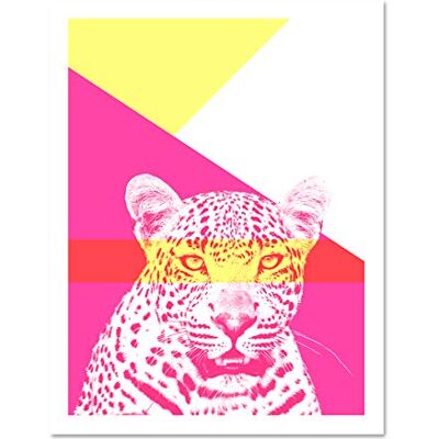Wee Blue Coo Bold Animals Pink Leopard Large Framed Art Print Wall Poster 18x24 inch Wee Blue Coo Bold Animals Pink Leopard Large Framed Art Print Wall Poster 18x24 inch