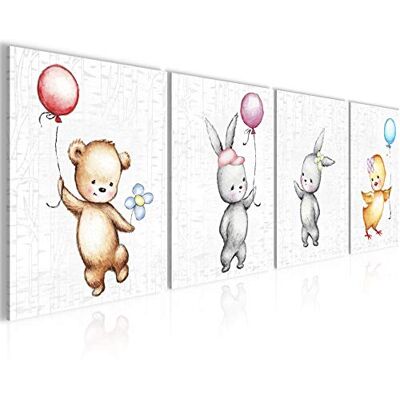 Runa Art Pictures Set Multi-PArt children'S animals Images XXL Living Room 160 X 50 cm White Multi Modern 0178a Runa Art Pictures Set Multi-PArt children'S animals Images XXL Living Room 160 X 50 cm White Multi Modern 0178a