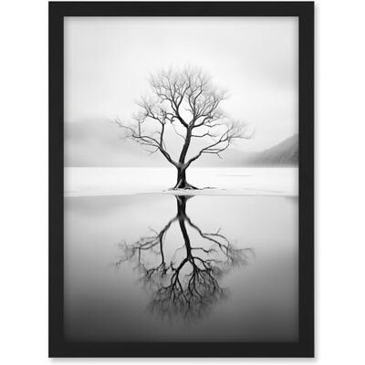 Artery8 Lone Tree by Frozen Lake Winter Landscape Black and White Photograph Artwork Framed A3 Wall Art Print Artery8 Lone Tree by Frozen Lake Winter Landscape Black and White Photograph Artwork Framed A3 Wall Art Print