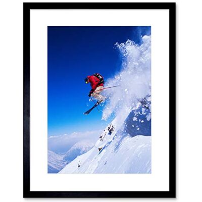 Wee Blue Coo Skier Ski Jumping Snow Sport Sky Art Picture Framed Wall Art Print Wee Blue Coo Skier Ski Jumping Snow Sport Sky Art Picture Framed Wall Art Print