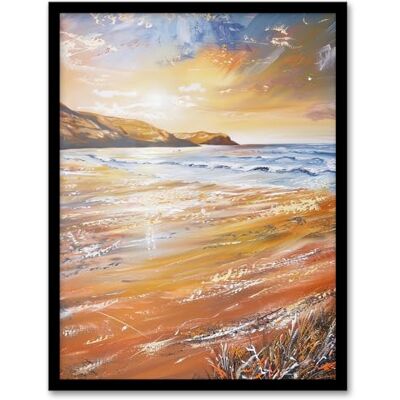 Artery8 Woolacombe Bay Seaside Sunset Coastal Landscape Living Room Artwork Framed Wall Art Print A4 Artery8 Woolacombe Bay Seaside Sunset Coastal Landscape Living Room Artwork Framed Wall Art Print A4