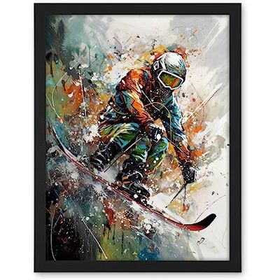Artery8 Skier Skiing Winter Sport Paint Splat Painting Artwork Framed Wall Art Print 18X24 Inch Artery8 Skier Skiing Winter Sport Paint Splat Painting Artwork Framed Wall Art Print 18X24 Inch