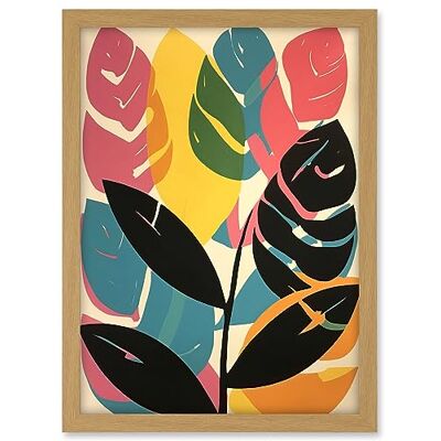 Artery8 Henri Matisse Style Leaves Linocut Pink Yellow Blue Botanical Bright Boho Leaf Artwork Framed A3 Wall Art Print Artery8 Henri Matisse Style Leaves Linocut Pink Yellow Blue Botanical Bright Boho Leaf Artwork Framed A3 Wall Art Print